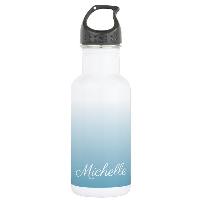 Personalized gradient ombre angel blue 532 ml water bottle (Front)