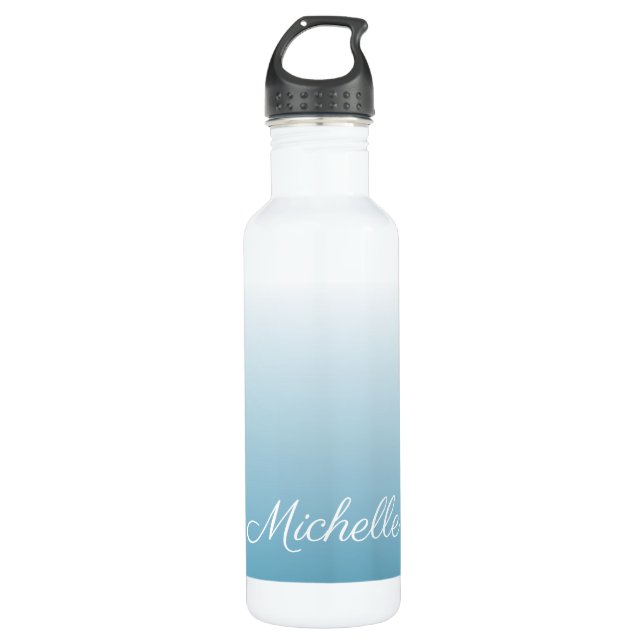 Personalized gradient ombre angel blue 710 ml water bottle (Front)