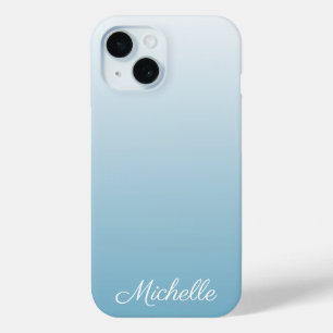 Personalized gradient ombre angel blue iPhone 15 case