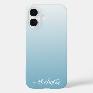 Personalized gradient ombre angel blue iPhone 16 case