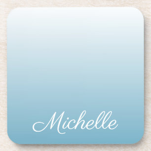 Personalized gradient ombre angel blue coaster