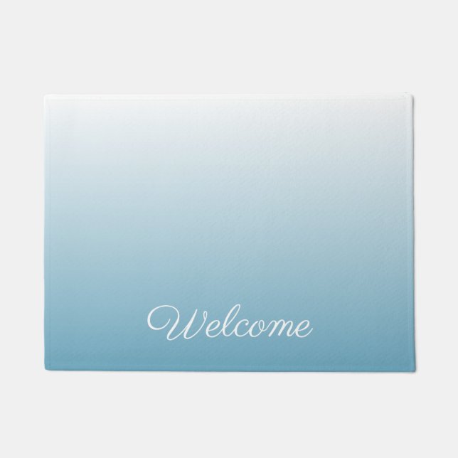 Personalized gradient ombre angel blue doormat (Front)