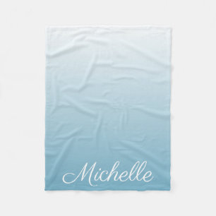 Personalized gradient ombre angel blue fleece blanket
