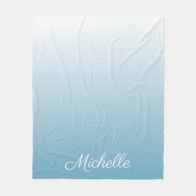 Personalized gradient ombre angel blue fleece blanket (Front)