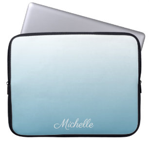 Personalized gradient ombre angel blue laptop sleeve