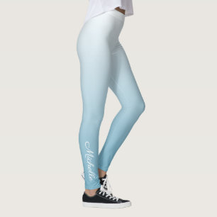 Personalized gradient ombre angel blue leggings