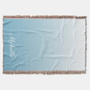 Personalized gradient ombre angel blue throw blanket