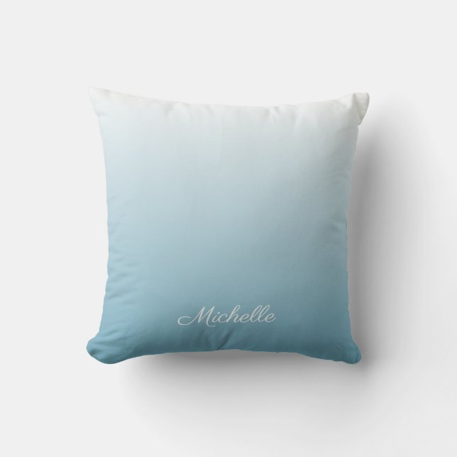 Personalized gradient ombre angel blue throw pillow (Front)