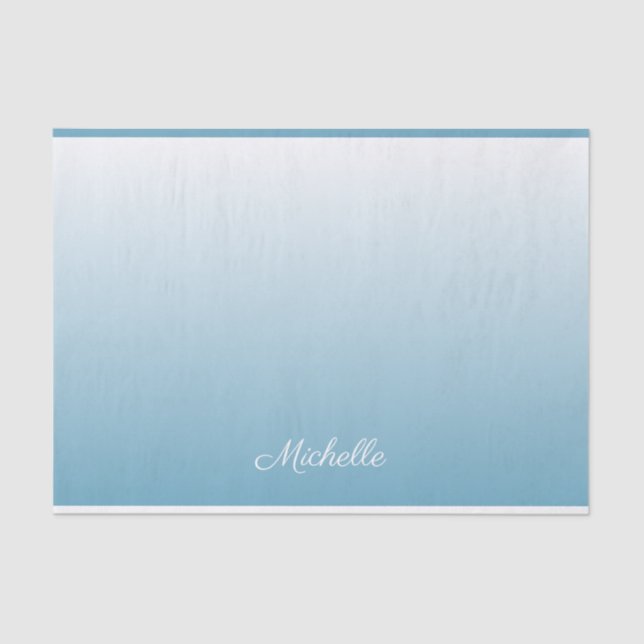 Personalized gradient ombre angel blue tissue paper (Front)