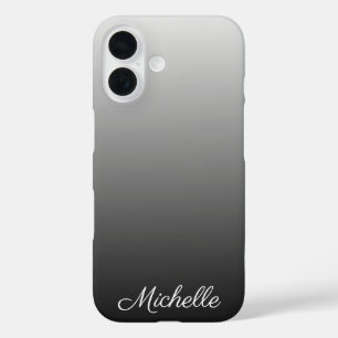 Personalized gradient ombre black shades of grey iPhone 16 case
