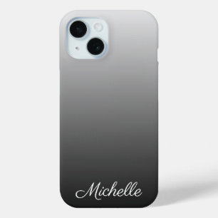 Personalized gradient ombre black shades of grey iPhone 15 case