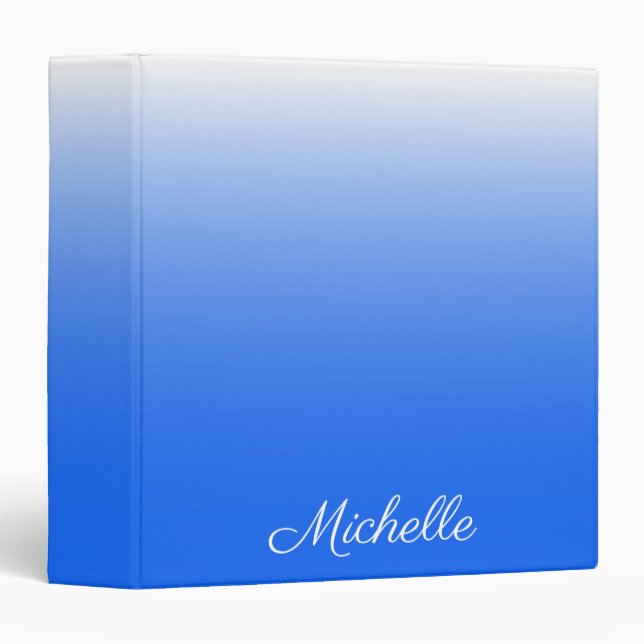 Personalized gradient ombre electric blue binder (Front/Spine)