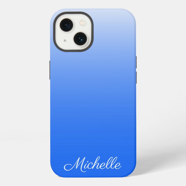 Personalized gradient ombre electric blue Case-Mat iPhone Case (Back)
