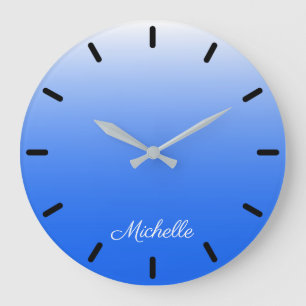 Personalized gradient ombre electric blue large clock