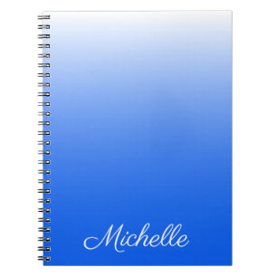 Personalized gradient ombre electric blue notebook