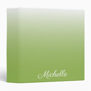 Personalized gradient ombre greenery green binder