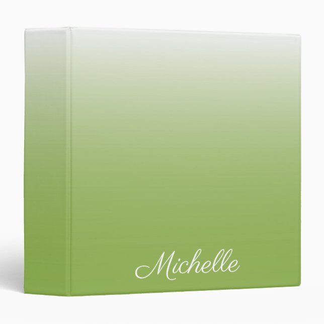 Personalized gradient ombre greenery green binder (Front/Spine)