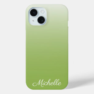 Personalized gradient ombre greenery green  iPhone 15 case
