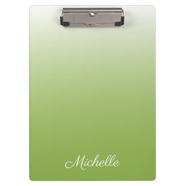 Personalized gradient ombre greenery green clipboard (Front)