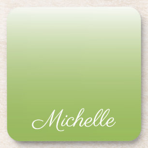 Personalized gradient ombre greenery green coaster