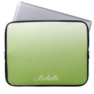 Personalized gradient ombre greenery green laptop sleeve