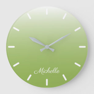 personalized gradient ombre greenery green large clock