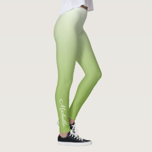 Personalized gradient ombre greenery green leggings