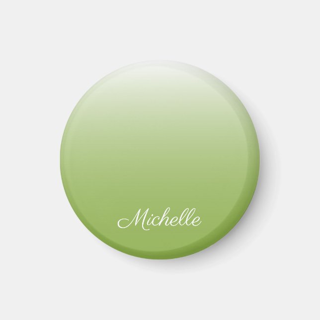 Personalized gradient ombre greenery green magnet (Front)