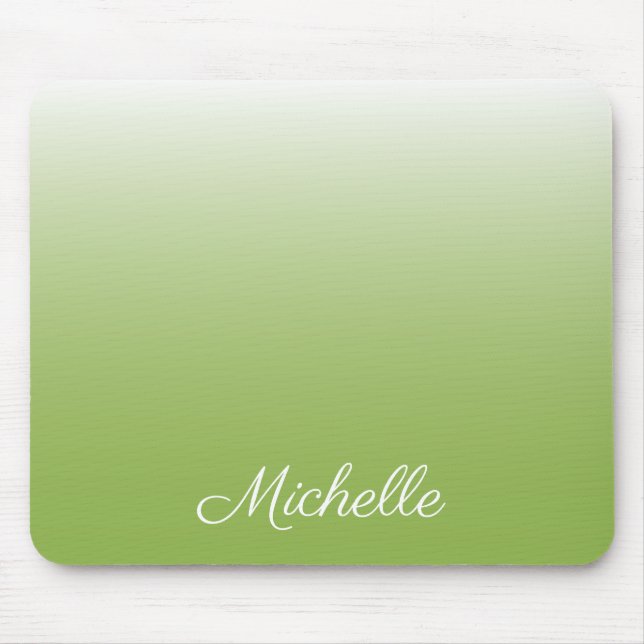 Personalized gradient ombre greenery green mouse pad (Front)