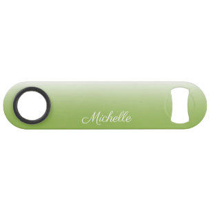 Personalized gradient ombre greenery green speed bottle opener