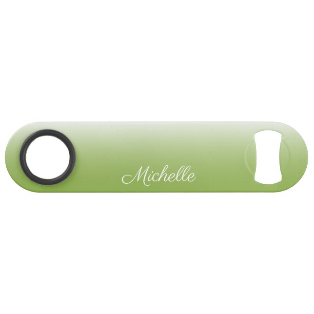 Personalized gradient ombre greenery green speed bottle opener (Front (Horizontal))
