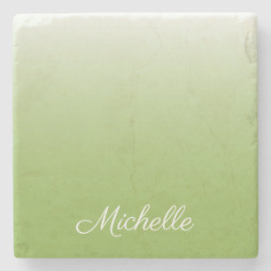 Personalized gradient ombre greenery green stone coaster