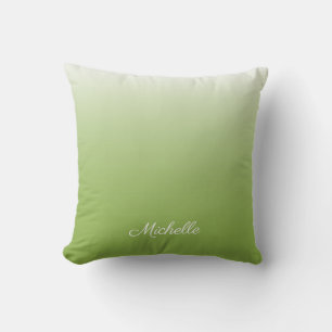 Personalized gradient ombre greenery green throw pillow