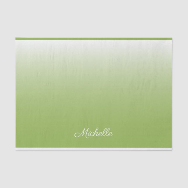 Personalized gradient ombre greenery green tissue paper (Front)