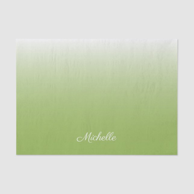 Personalized gradient ombre greenery green tissue paper (Front)