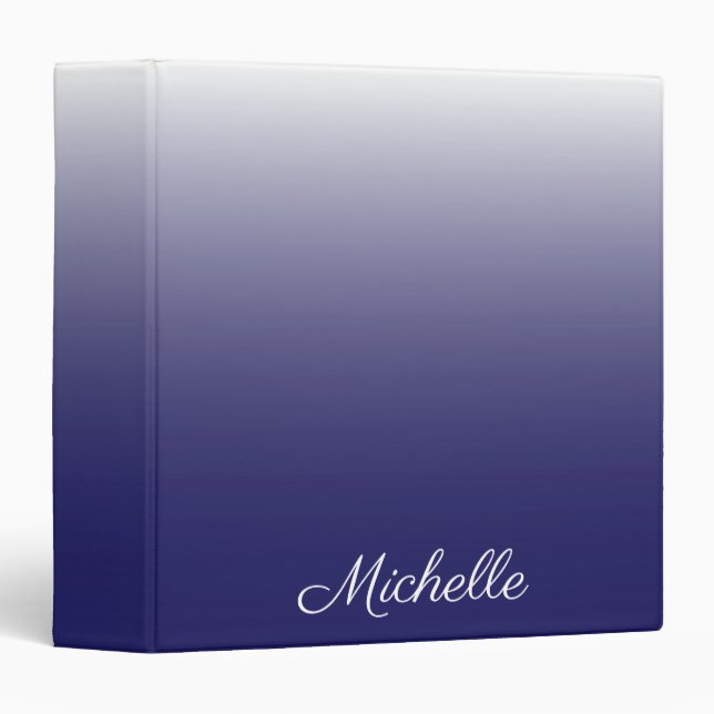 Personalized gradient ombre navy blue binder (Front/Spine)