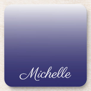 Personalized gradient ombre navy blue coaster