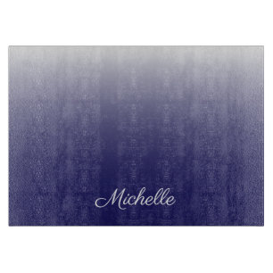 Personalized gradient ombre navy blue cutting board