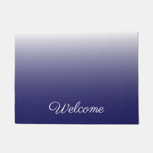 Personalized gradient ombre navy blue doormat