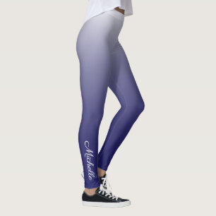 Personalized gradient ombre navy blue leggings