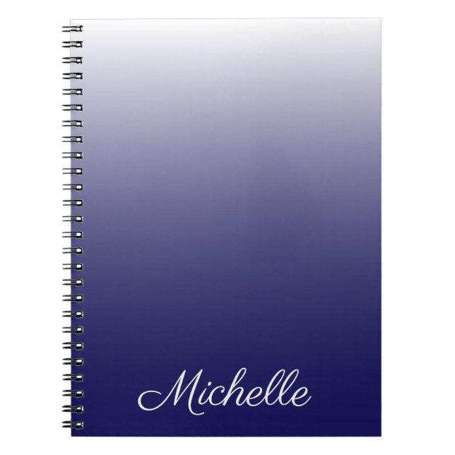 Personalized gradient ombre navy blue notebook (Front)
