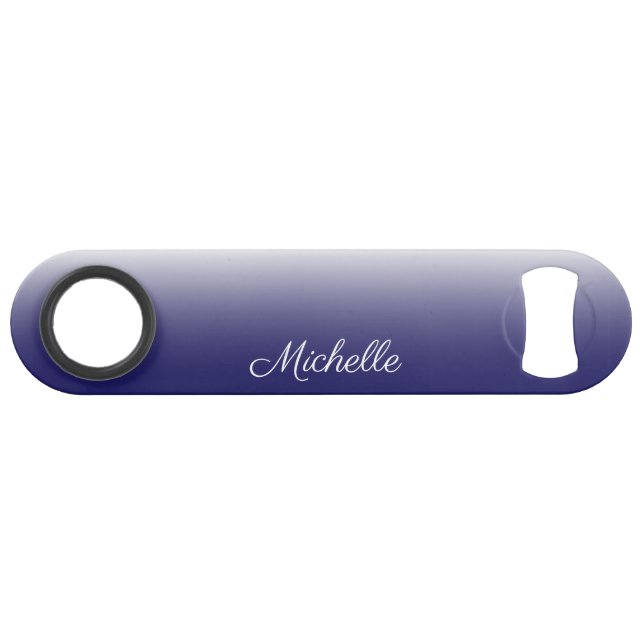 Personalized gradient ombre navy blue speed bottle opener (Front (Horizontal))