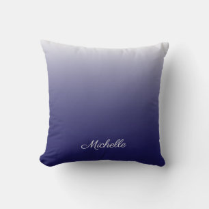 Personalized gradient ombre navy blue throw pillow