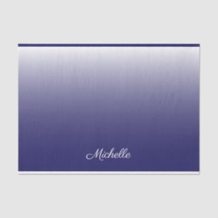 Personalized gradient ombre navy blue tissue paper