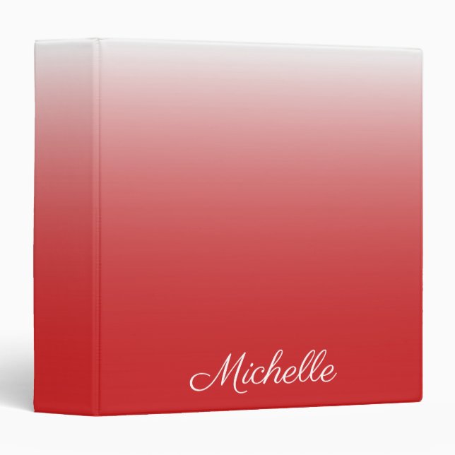 Personalized gradient ombre red binder (Front/Spine)