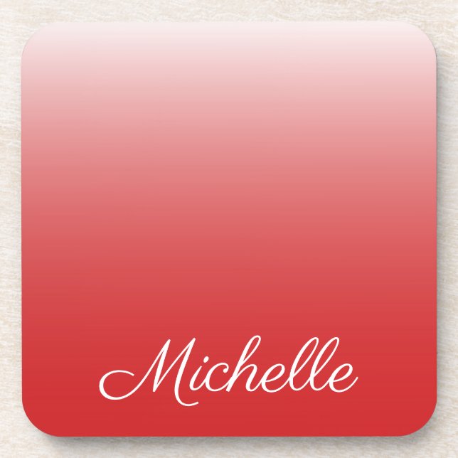 Personalized gradient ombre red coaster (Front)