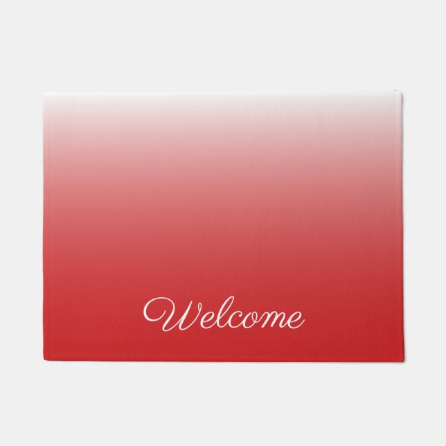 Personalized gradient ombre red doormat (Front)