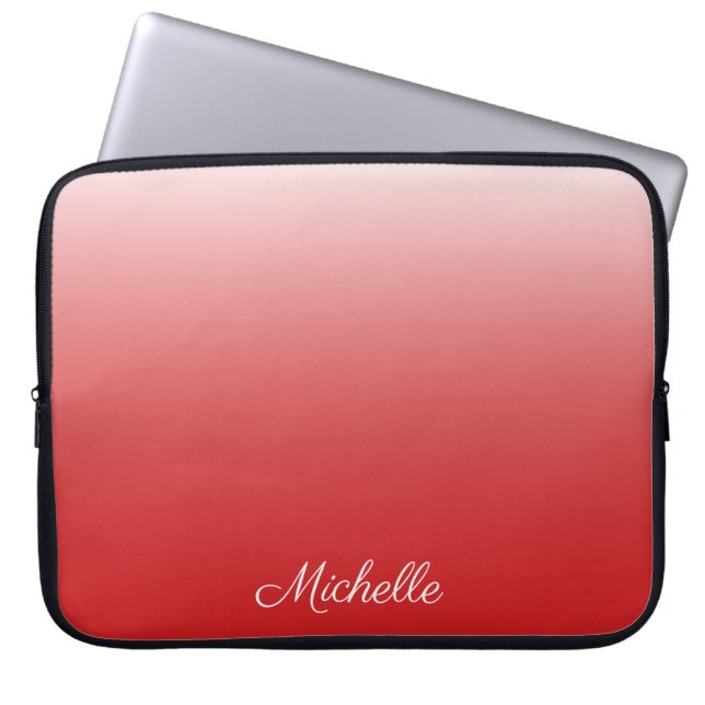 Personalized gradient ombre red laptop sleeve (Front)
