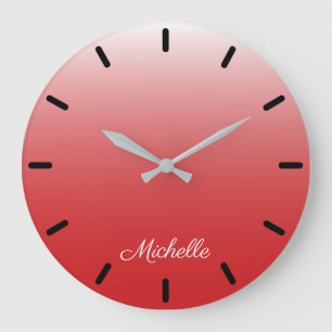 Personalized gradient ombre red large clock