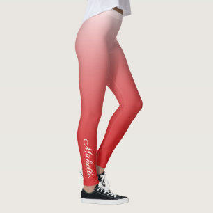 Personalized gradient ombre red leggings